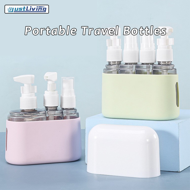 JustLiving Travel Size Toiletries 4Pcs/set Travel Containers Portable Travel Bottles Leak Proof with Labels TSA Approved Reusable Containers for Toiletries with Dust Cover Airplane Accessories Kits ราคา 328 บาท*ส่งฟรี
