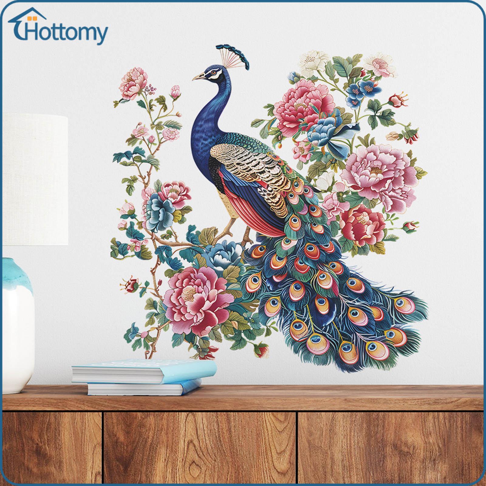 Blesiya Peacock Peony Wall Sticker Modern Peel and Stick for Sofa Bedroom Decoration ราคา 87 บาท*ส่งฟรี