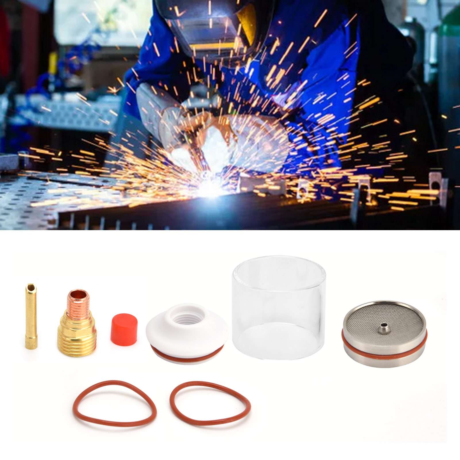 Garosa Đèn Pin Argon LargeCalibre Bộ Vòi Phun Thủy Tinh Tig Đèn Pin Cốc Thủy Tinh Collet Đồng Thau Thay Thế Thiết Bị Hàn Phụ Kiện Cho WP‑9/20 Giá 694,000 Đồng*Miễn phí vận chuyển