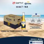 Combo 2 Thùng 24 Chai Bia Corona Extra Nhập Khẩu (300ml/chai)