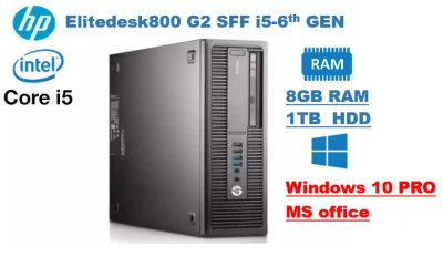 HP EliteDesk 800 G2 - SFF - Core i5 6th gen 8GB RAM 1TB HDD Windows 10 pro MS office