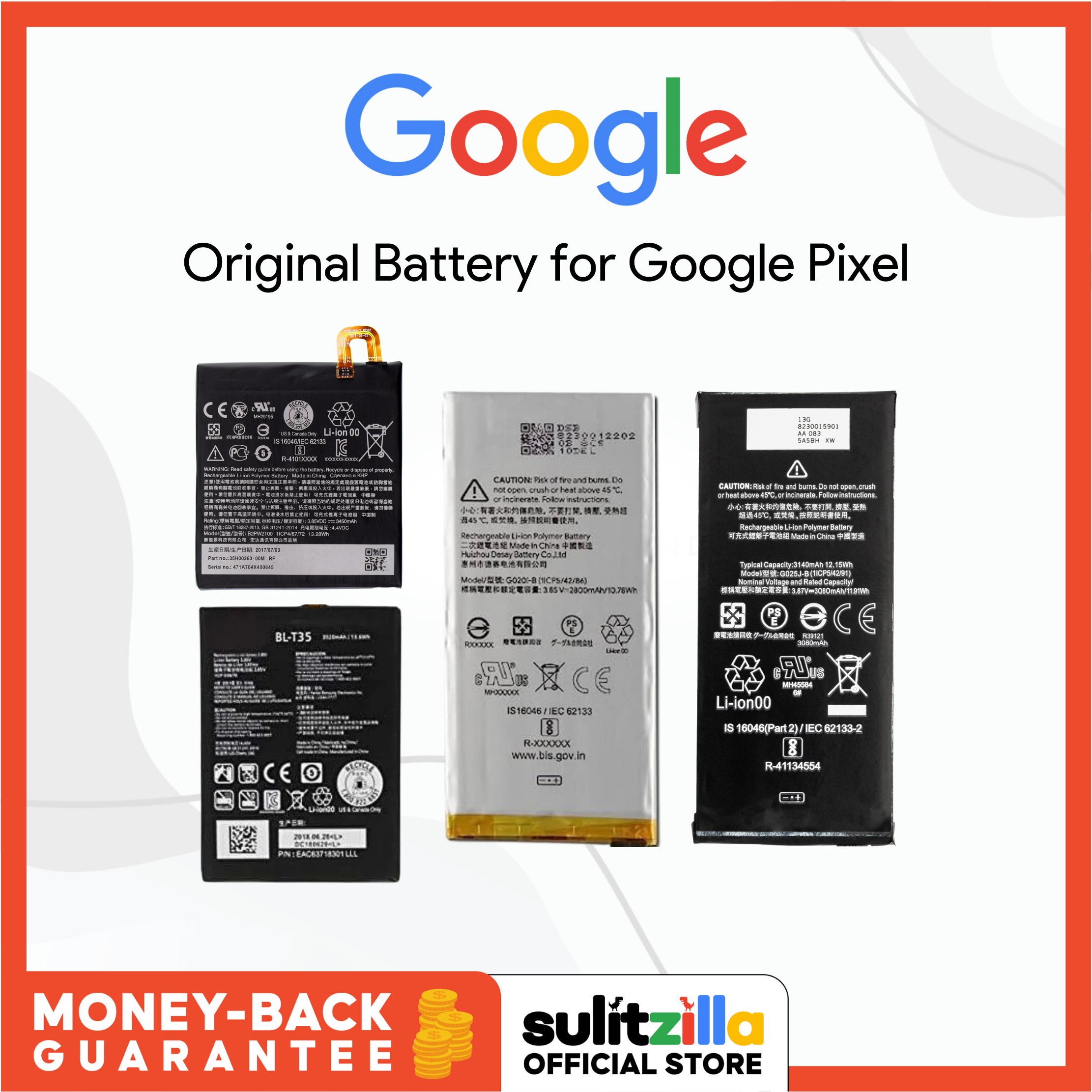 New Original Googel Pixel Pixel XL, 2, 2 XL, 3, 3a, 3 XL, 4, 4 XL, 4a, 5, 5a, 6, 6 Pro, 7, 7 Pro, 7a battery