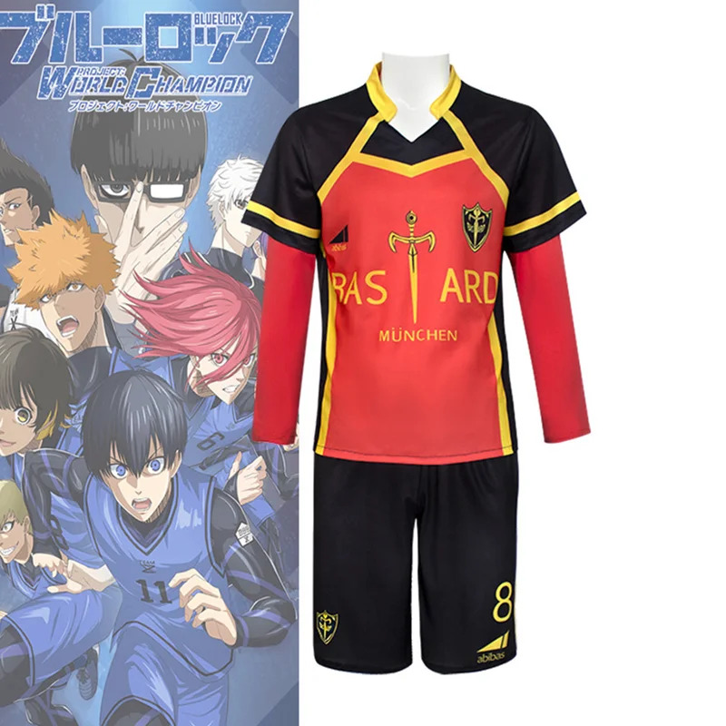 Anime Blue Lock Kaiser isagi yoichi kurona cosplay trang phục áo thun đỏ quần short Bastard MUNCHEN 