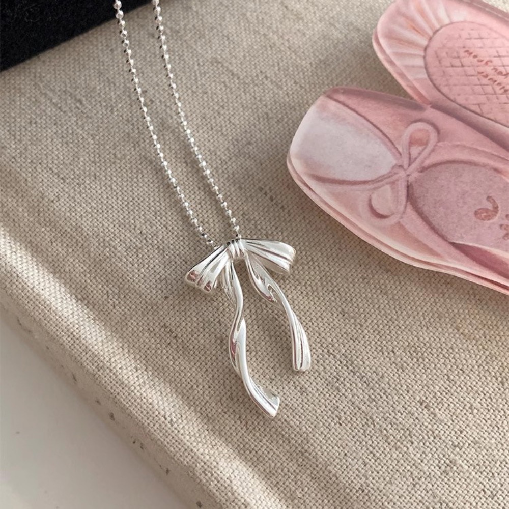 SR2N Hạt gạo Vòng cổ nơ mỏng Cao cấp Nơ Chuỗi xương đòn Mới Cổ điển Phụ Kiện Nơ đơn giản