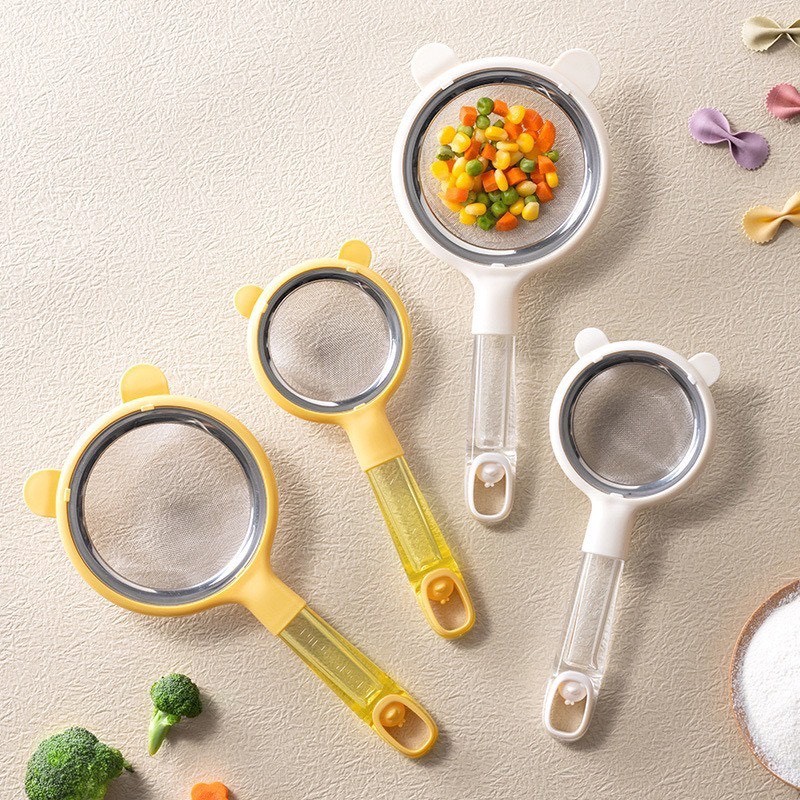 Rây cháo inox Mon Comin hình Gấu cute 2 size cho bé ăn dặm Bebi123