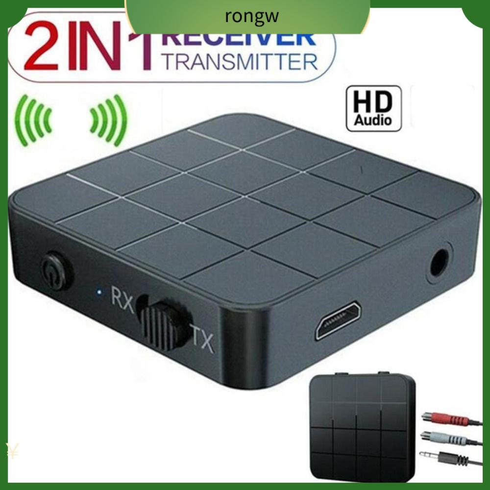 RONGW Bluetooth 5.0 Bộ thu phát âm thanh Thiết kế 2 trong 1 Kết nối RCA Bộ chuyển đổi nhạc không dây HD với micro 3.5mm Bộ chuyển đổi Bluetooth máy tính cá nhân