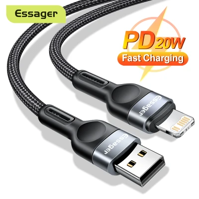 ESSAGER USB C to Lightning Cable For iPhone 12 11 Pro Max 20W Fast Charging PD Cable for iPad pro charger 0.25M /0.5M /1M /2M