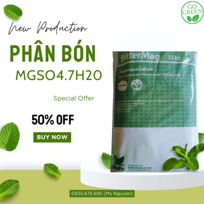Bao 25kg phân bón - muối epsom - mgso4.7h20 - nguyên chất 99%