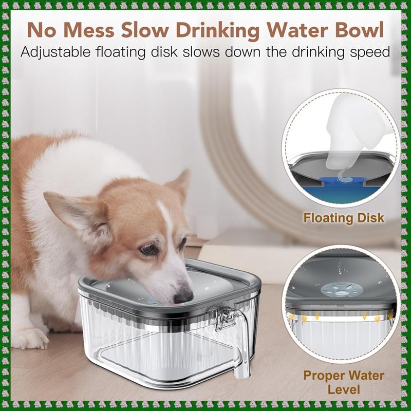 (OHIE) 2.5L Dog Water Bowl No Spill, 86oz Spill Proof Dog Bowl for Slow Drinking, Anti Splash No Mes