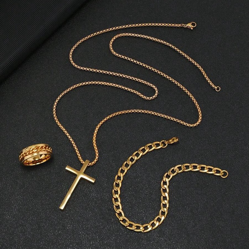 Shein Temu Hot Sale European And American Cross Suit Jewelry Chain Rotatable Electroplating Does Not Fade