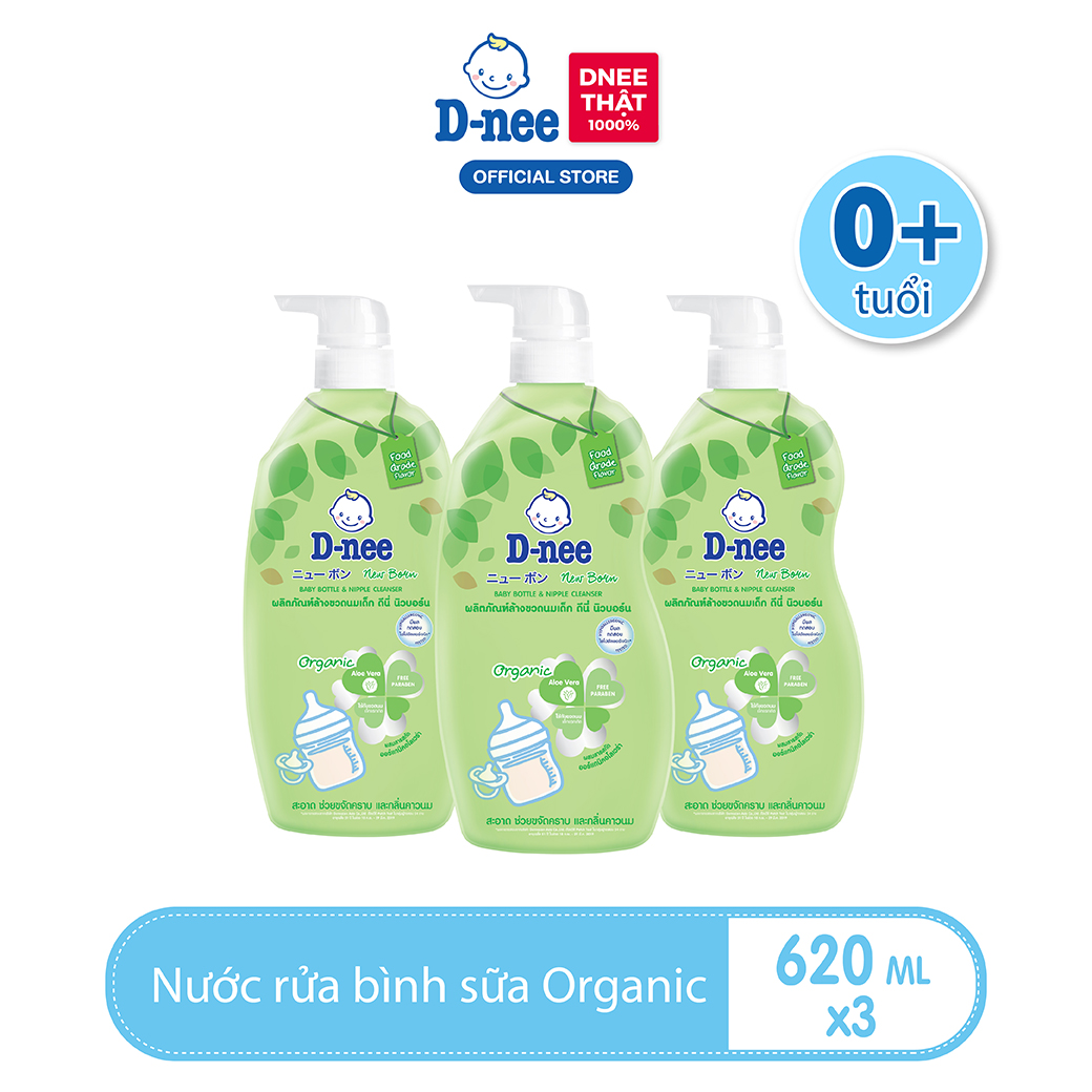 Combo 3 Nước rửa bình sữa D-nee Organic 620 ML