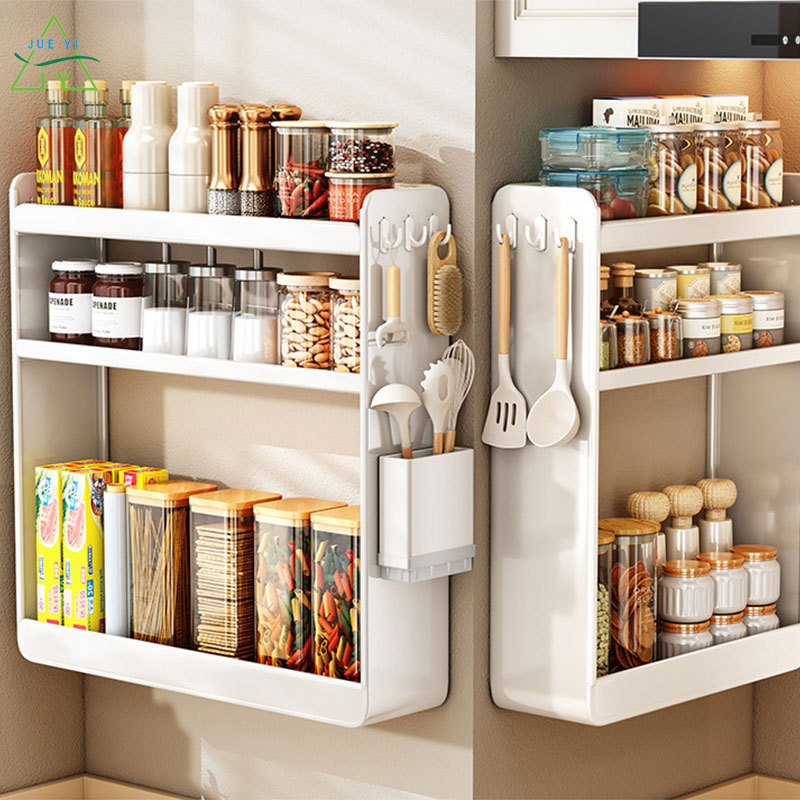 KS Hole-free kitchen wall-mounted storage rack Multifunctional wall-mounted spice rack to store bottles and jars with seasoning rack ราคา 756 บาท*ส่งฟรี