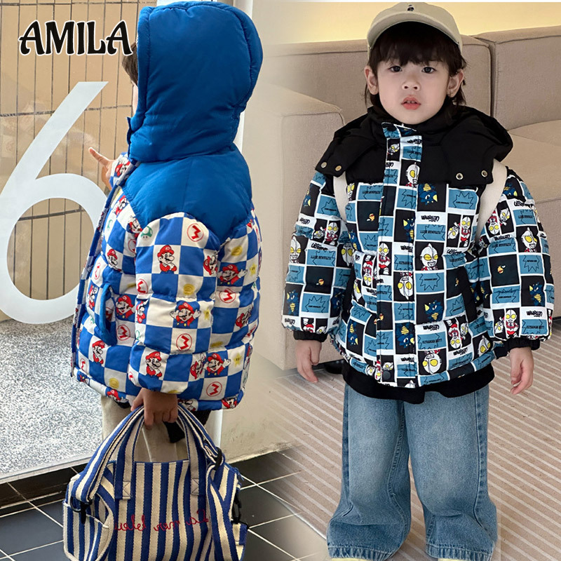 เสื้อผ้าและแฟชั่นเด็กสไตล์น่ารัก AMILA เสื้อผ้าฝ้ายเด็ก เด็กชายและเด็กหญิง เสื้อผ้าฝ้ายขนดาวน์ เสื้อแจ็คเก็ตผ้าฝ้ายที่ให้ความอบอุ่น