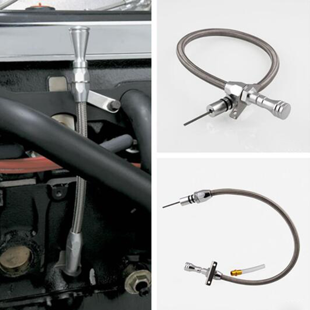 Que thăm nhớt truyền động không gỉ bện tường lửa linh hoạt dipstick th350 TH-400 700r4 tranny SBC BBC Trans thay thế cho Chevy GM