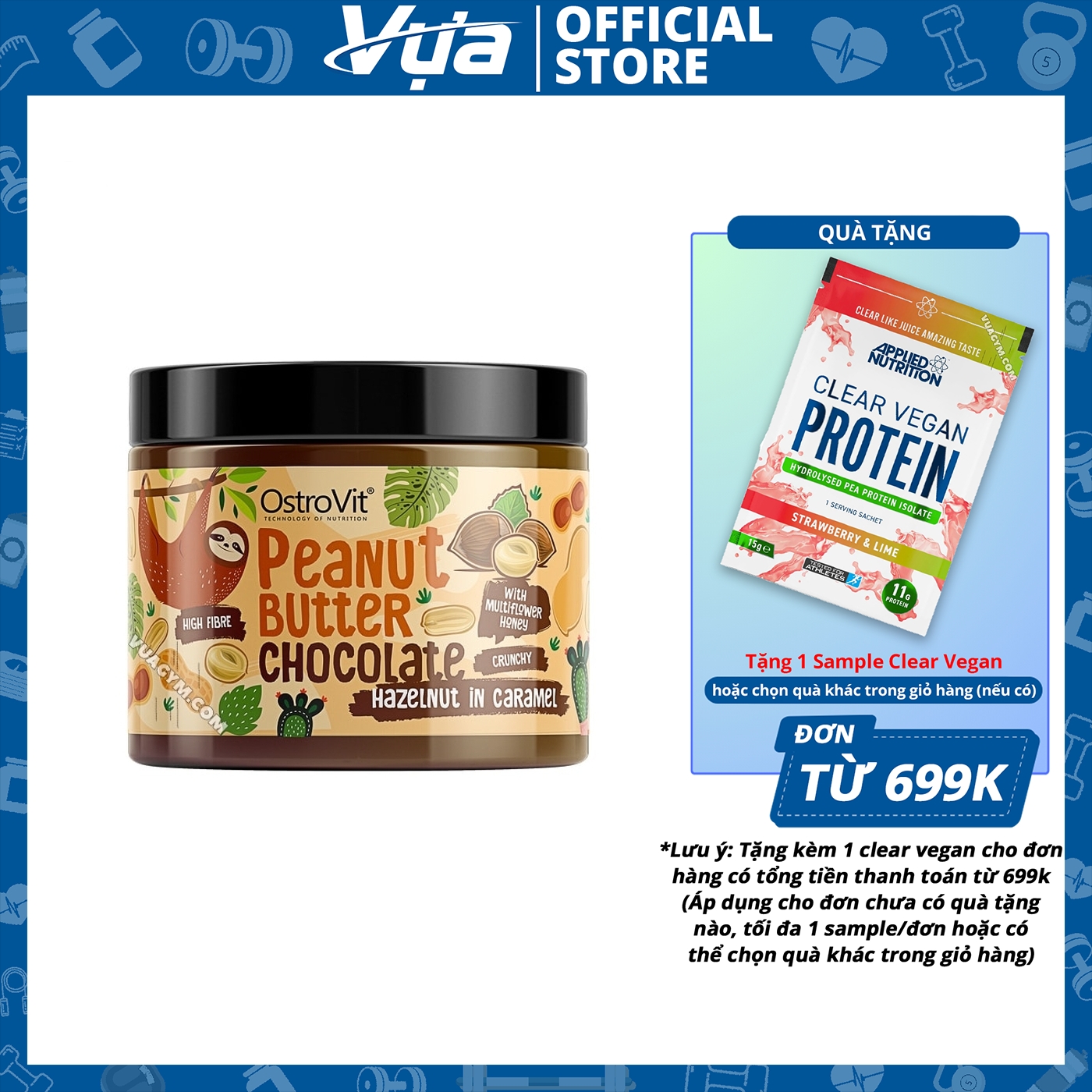 Bột OstroVit - Chocolate Peanut Butter + Hazelnuts in Caramel (500g) - Hỗ trợ dinh dưỡng, bổ sung protein, Chính Hãng