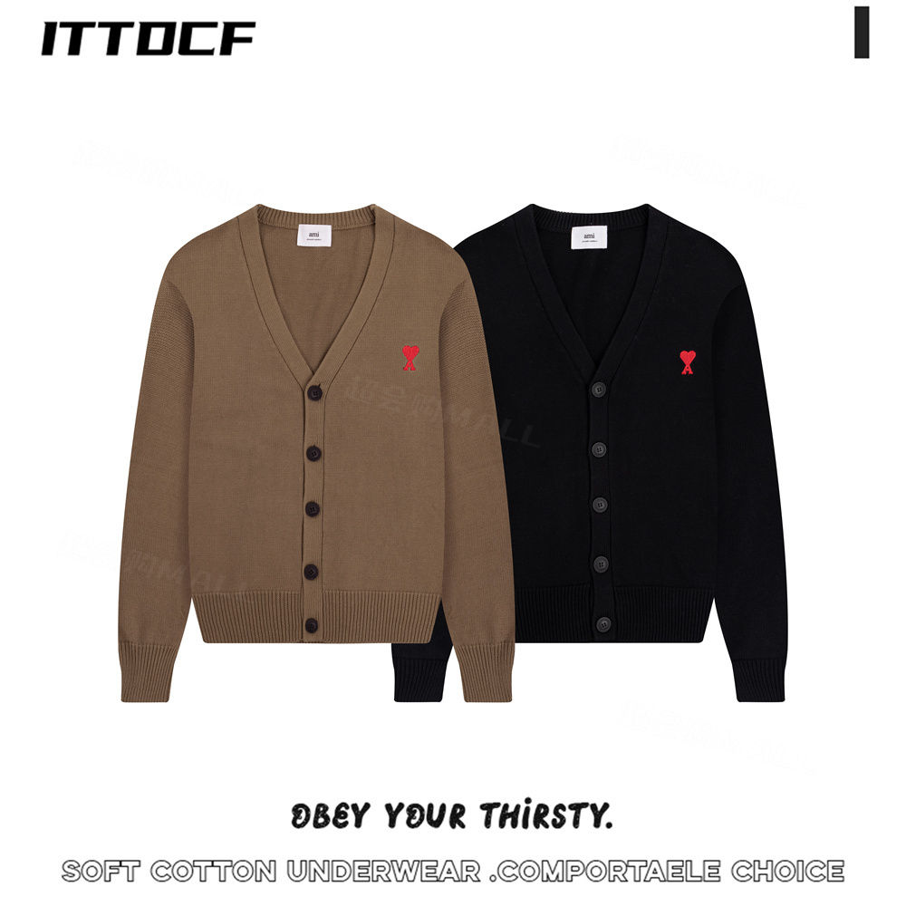 New France Ami Paris Ngoại Thương nhỏ tình yêu thêu áo khoác áo len vải Jacquard nam và nữ mùa thu v