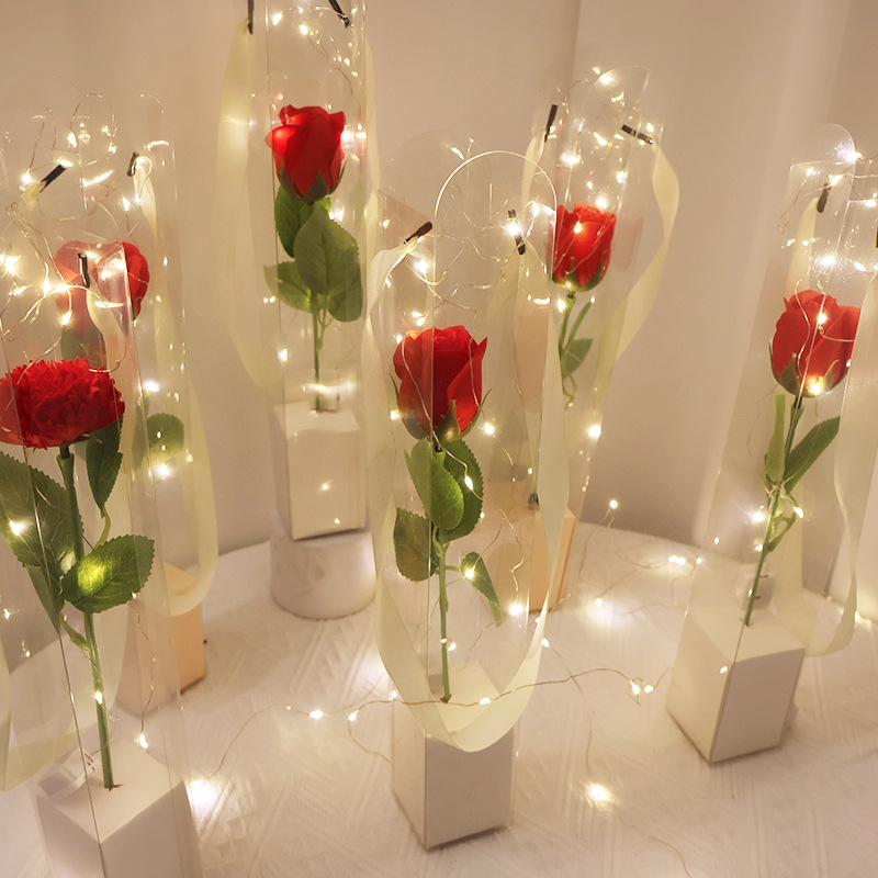 38Cm Lãng Mạn một dây Ánh Sáng hoa hồng giả Trang Trí Valentine Của Ngày tiệc cưới Phát Sáng Bó Hoa hoa hồng giả DIY Quà Tặng Trang Trí Nội Thất