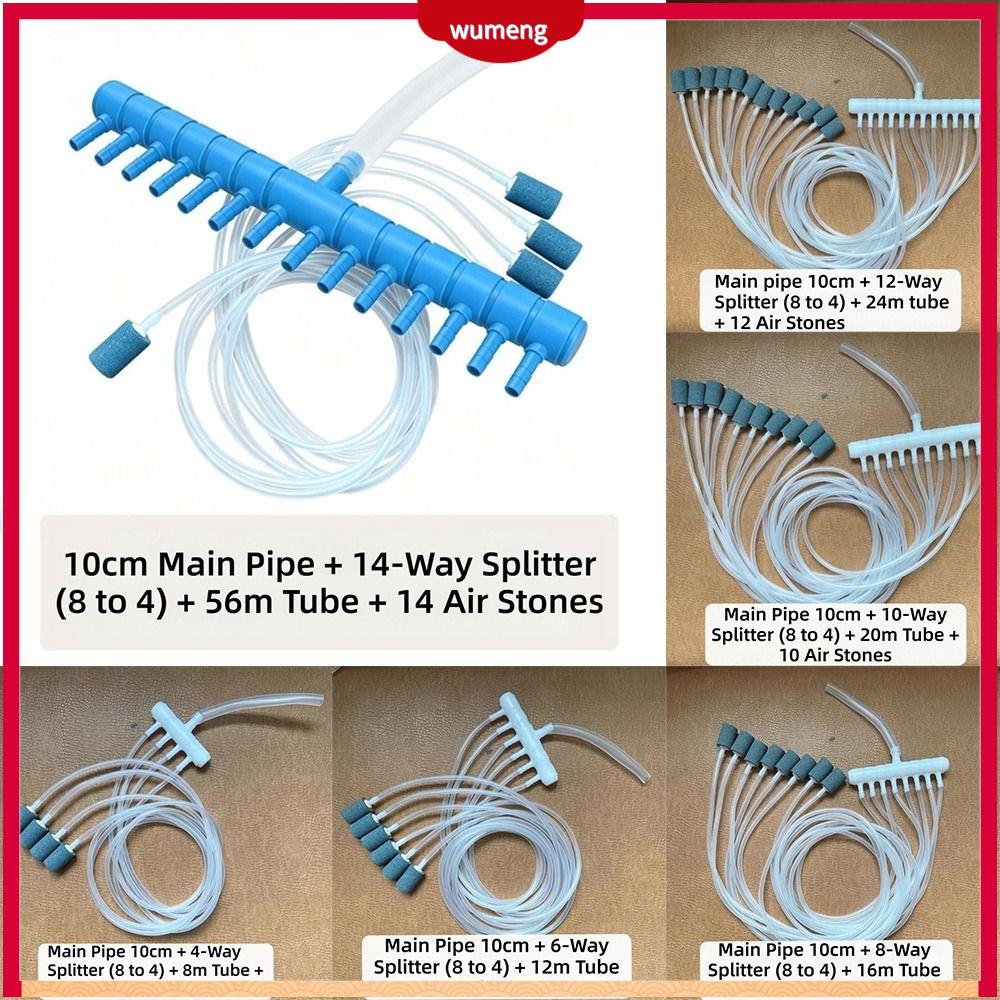 WUMENG 1 Kit Set 4/6/8/10/12/14 đường Van điều khiển luồng khí ABS bền bỉ Kiểm soát luồng khí Bộ chuyển hướng bơm oxy Phụ kiện máy bơm khí cho bể cá với Air Stone Khớp nối ống dẫn Sục khí cho bể cá