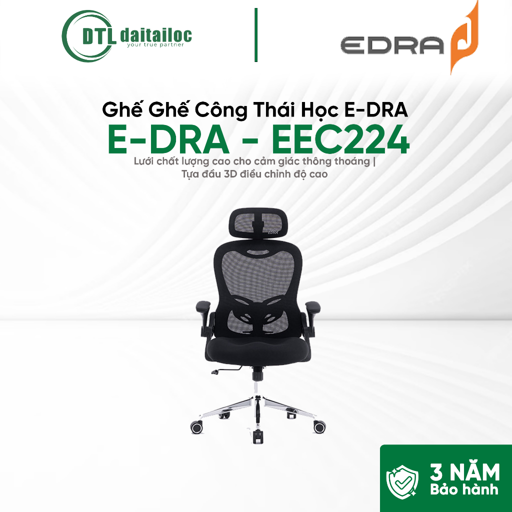 Ghế công thái học EDRA - EEC224 | Chính Hãng | Bảo Hành 36 Tháng