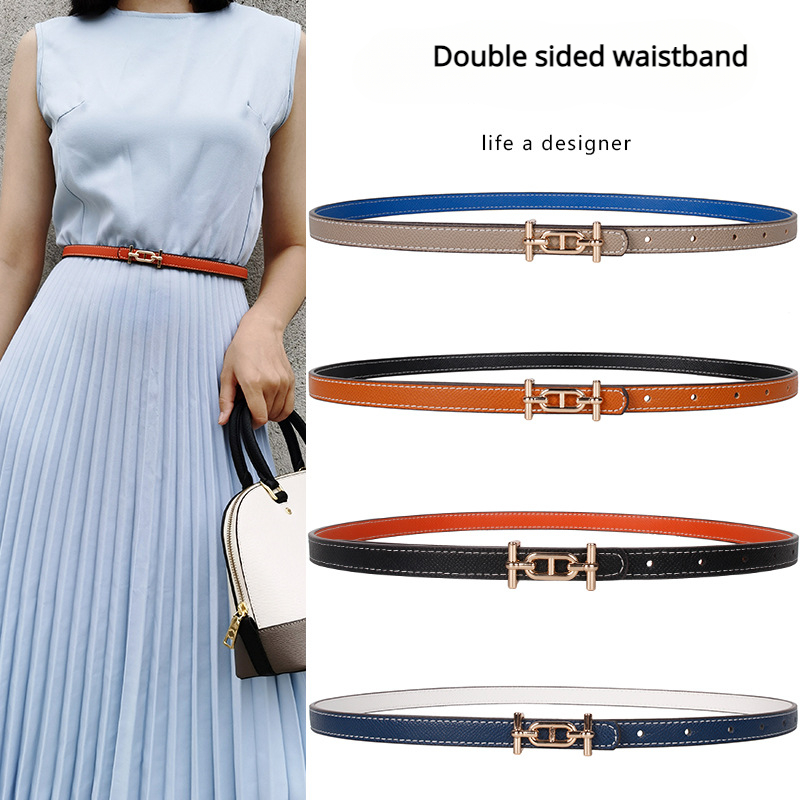 Panda Sjk Thắt Lưng Phụ Nữ Mỏng Thắt lưng da PU thời trang Hàn Quốc Phụ Nữ Giản Dị Quần Jean Quần Phụ Kiện Quần Áo 2023 Ins Thắt lưng váy Có Thể Điều Chỉnh