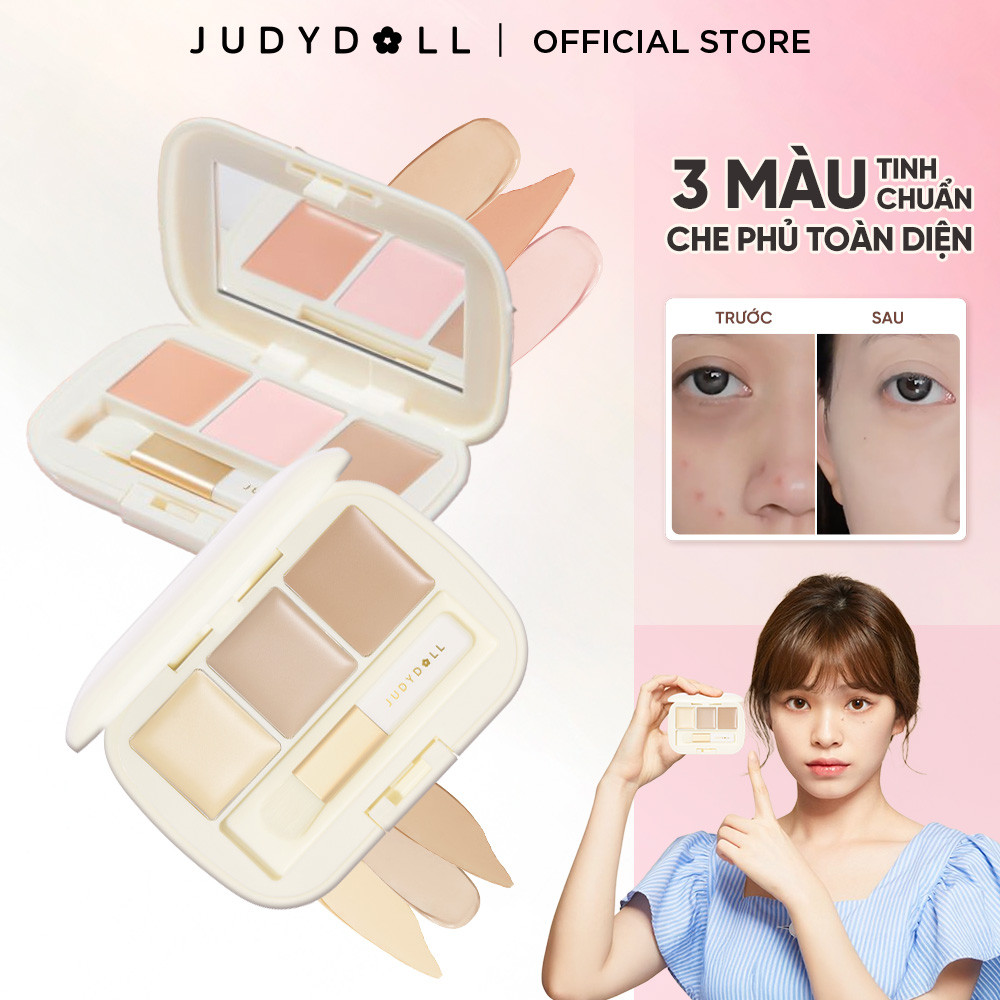  Kem Che Khuyết Điểm 3 Màu JUDYDOLL Che Phủ Siêu Nhẹ Triệt Sắc Giúp Hiệu Chỉnh Màu Da Kiềm Dầu Lâu Trôi Chống Thấm Nước Suốt 24h 
