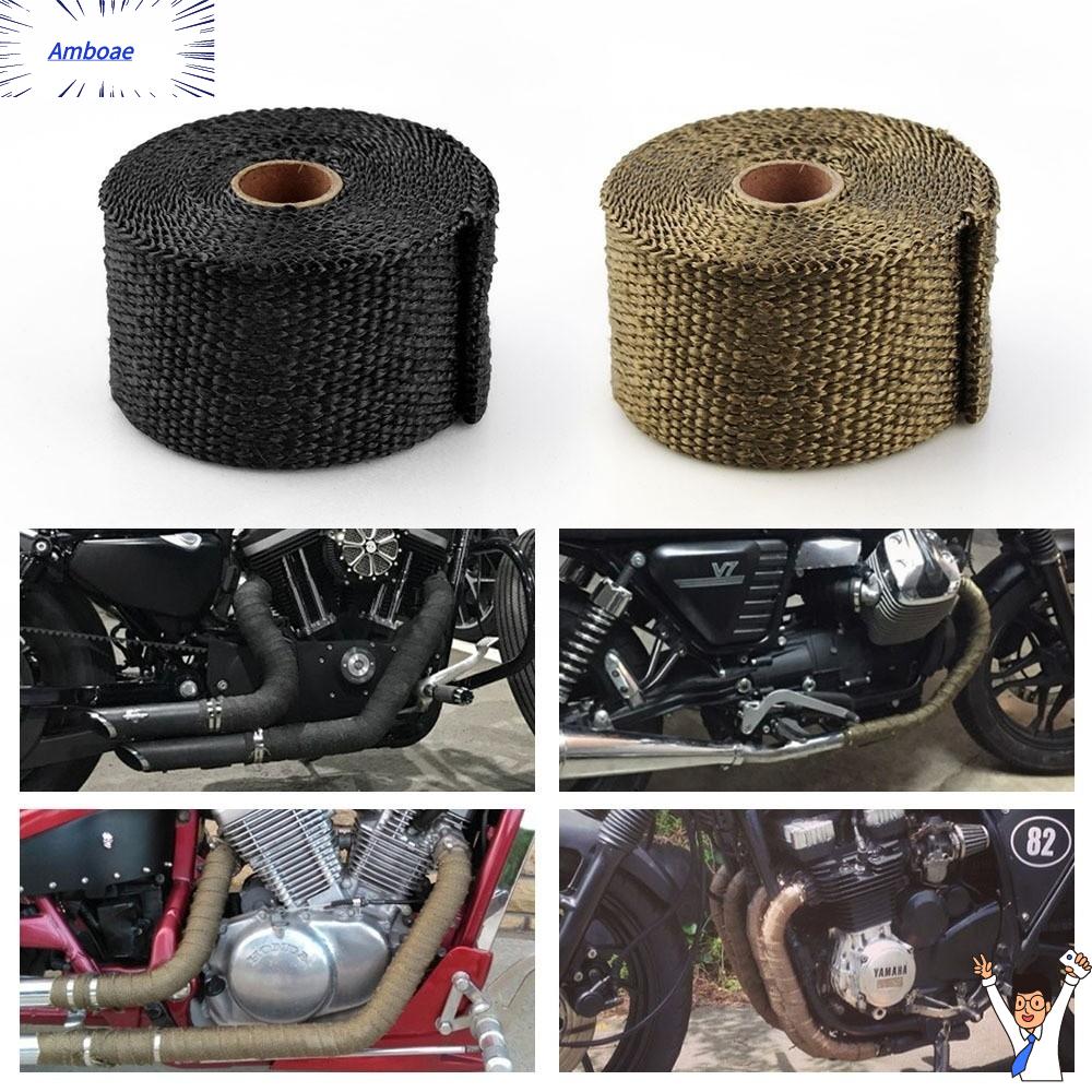 AMBOAE 5M5CM. Băng cách nhiệt xe máy Cách âm Chịu nhiệt Băng keo nhiệt cho ống xả ô tô Bền bỉ Sợi th