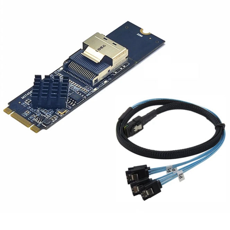M.2 NVME to Mini SAS SFF-8087 Expansion Card Support 4 Port SATA3.0 6Gbps HDD SSD SATA Controller SF