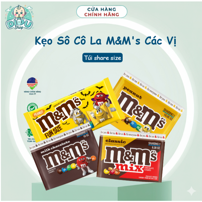 (Hàng Mỹ) Kẹo Socola M&M Các Vị
