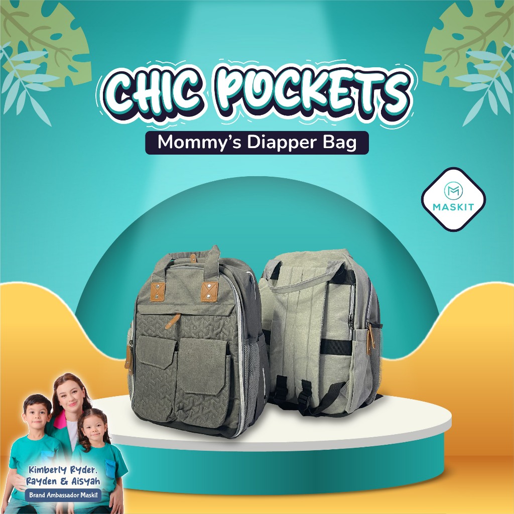 Maskit Mommys Bag Chic Pockets - Mommys Diaper Bag - Tas Diaper Ransel