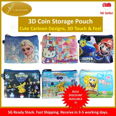 3D Cartoon Coin Storage Pouch Pursue Wallet Money Bag, Zip Key Chain, Adults Kids Gifts Presents, Premium Quality