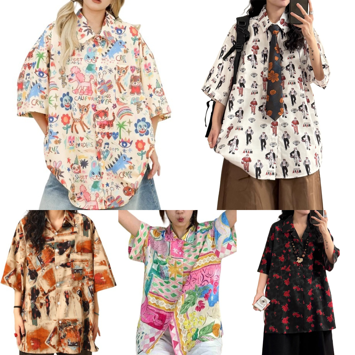 เสื้อเชิ้ตดอกไม้ฮาวาย เสื้อเชิ้ตลายดอกไม้แขนสั้นภาพวาดสีน้ำมันสไตล์อเมริกันวินเทจฮาวายเสื้อลำลองแมทช์ลุคง่ายแบบคนส่วนน้อยดีไซน์ทรงหลวมสำหรับฤดูร้อน เสื้อเชิ้ตลายดอกไม้สําหรับผู้ชายและผู้หญิง ราคา 126 บาท*ส่งฟรี