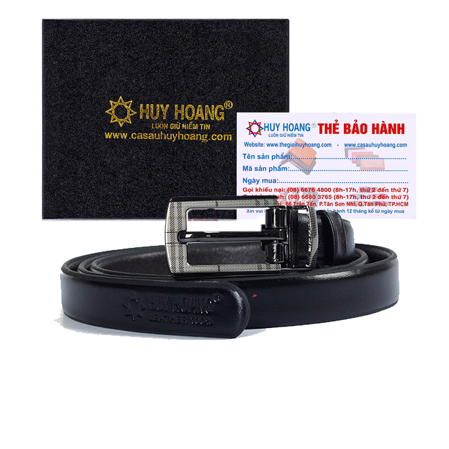 Dây thắt lưng nữ da bò huy hoàng 2p màu đen hp5115
