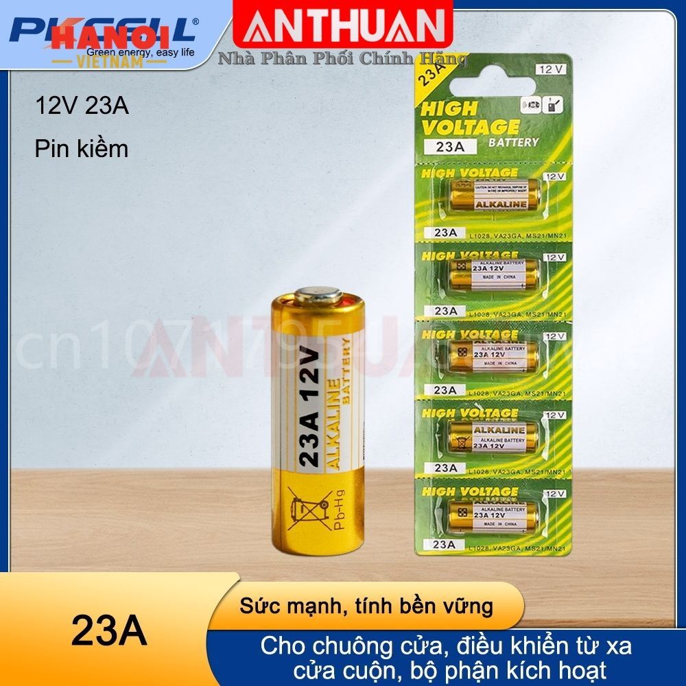 Vỉ 5 viên pin ALKALINE 12v A23 23A dùng cho remote cửa cuốn , chuông cửa , remote ô tô ...