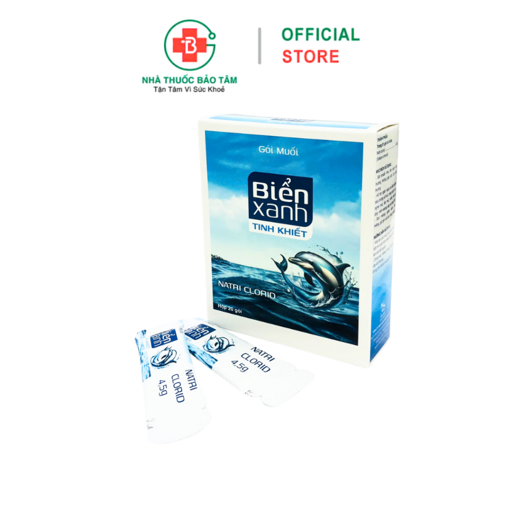 Muối Biển Xanh Tinh Khiết Natri Clorid Dạng Gói Nhỏ Hỗ Trợ Ngăn Ngừa Sổ Mũi, Viêm Mũi – Hộp 20 Gói