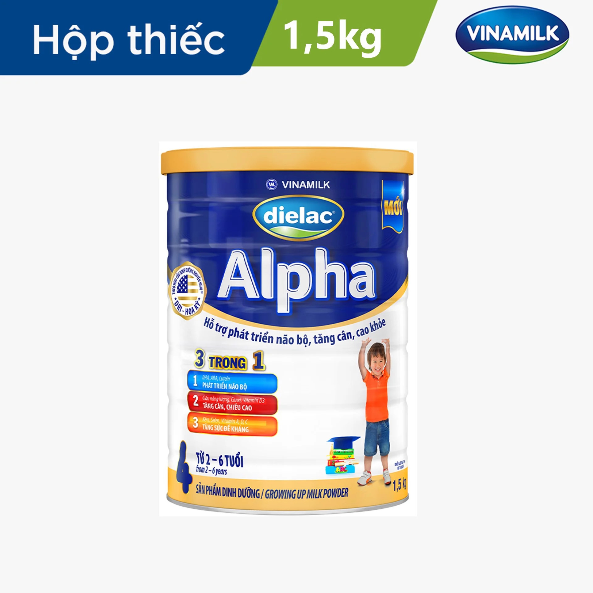 Sữa bột Dielac Alpha 4 - lon 1,5kg cho trẻ từ 2- 6 tuổi Date xa