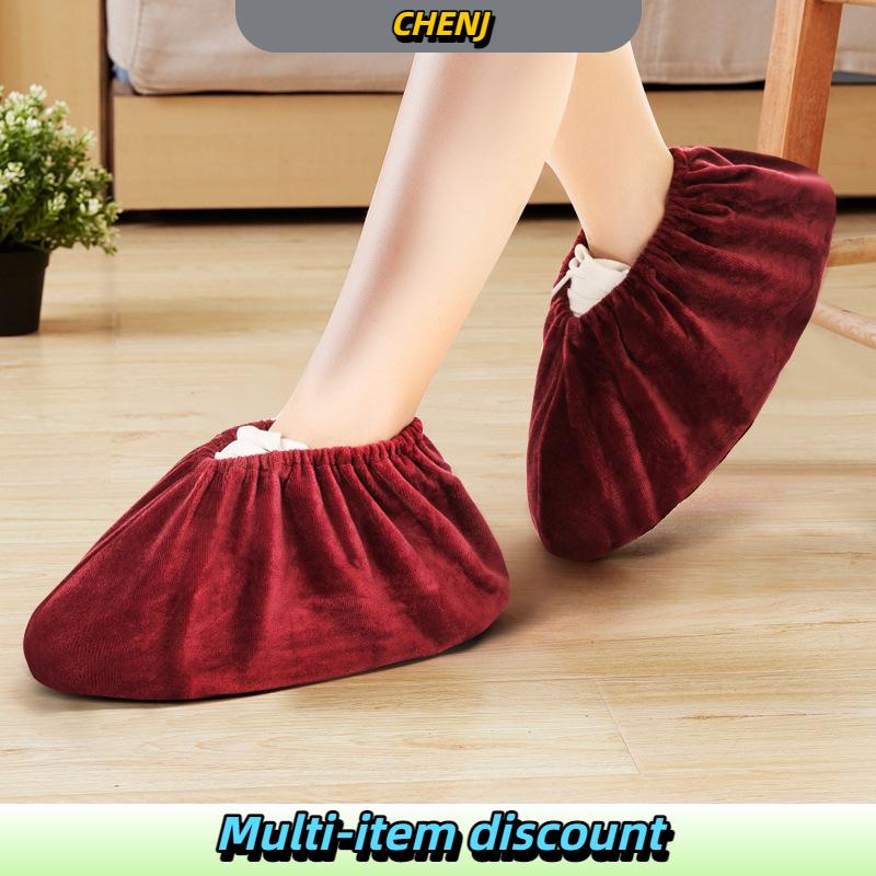 CHENJ ที่คลุมรองเท้ากำมะหยี่หนา1คู่ใช้ซ้ำได้, ที่คลุมรองเท้ากันลื่นทนทานทนทานต่อการฉีกขาดสำหรับในร่มกลางแจ้ง ราคา 23 บาท*ส่งฟรี