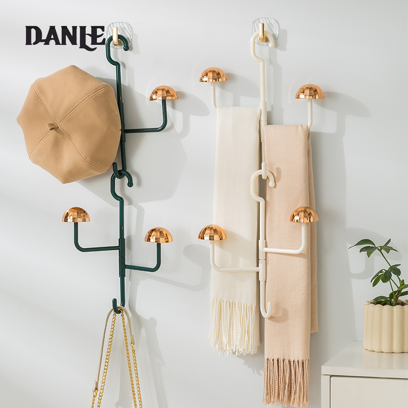 Mushroom rotating coat rack, scarf, bag storage, non-marking hook, non-punching, household multi-functional hat rack storage ราคา 77 บาท*ส่งฟรี