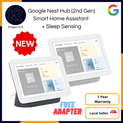 (NEW) Google Nest Hub 2 with Google Assistant (Chalk/Charcoal) Smart Home Assistant + Sleep Sensing - 1 Year Warranty with FREE ADAPTER (AU SET)