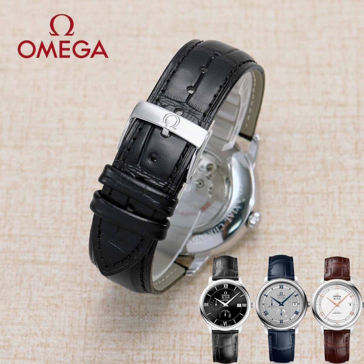 Omega đồng hồ da Dây đeo bướm bay 424 cơ khí Omega siêu haima khóa cài Phụ kiện đồng hồ 20mm