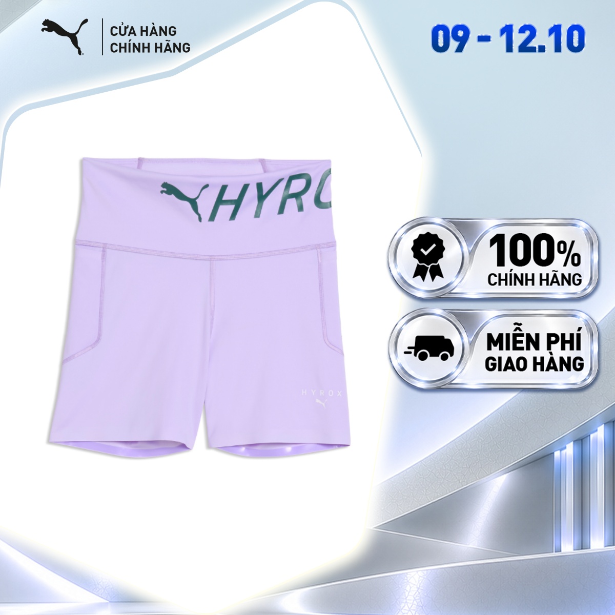 Quần Đùi Thể Thao Tập Luyện PUMA Nữ W xHYROX PWRMD 4 SRTTHT Light Lavender Màu Tím