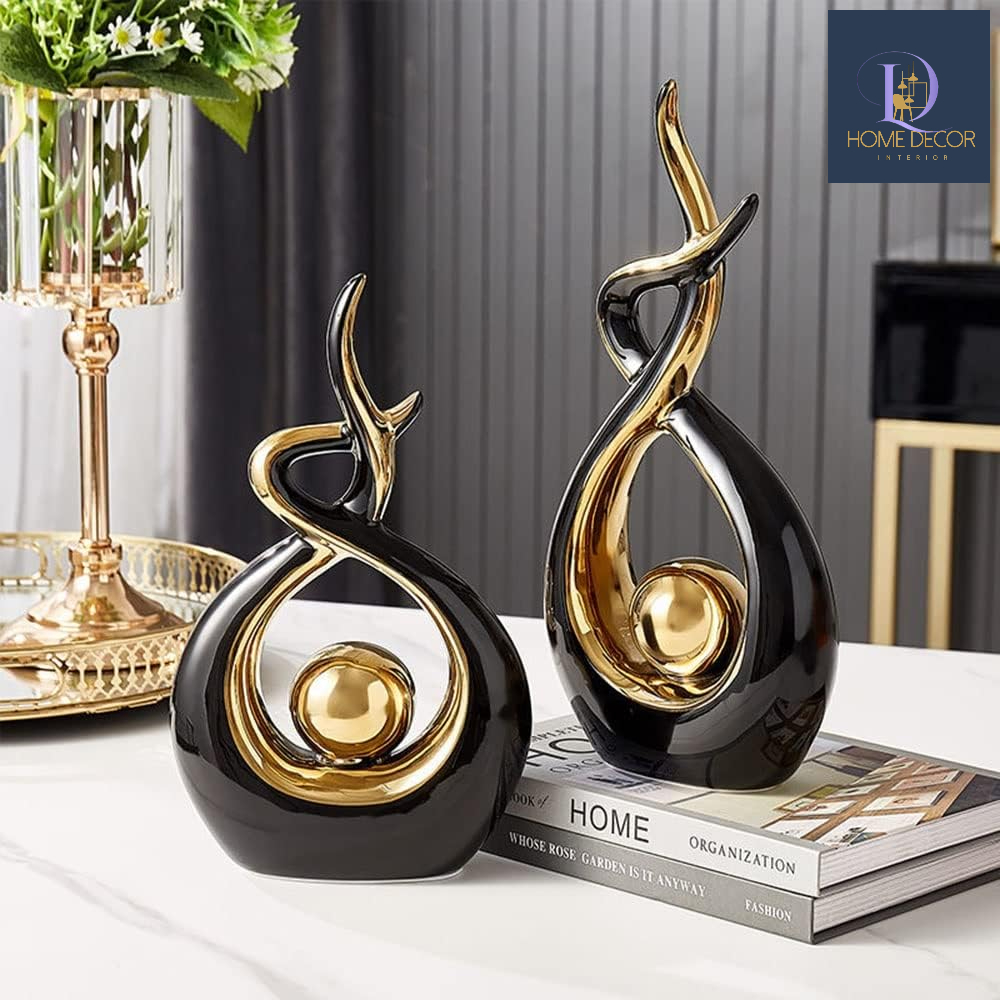 Set 2 Tượng điêu khắc nghệ thuật diễn viên múa Decor, Trang trí nghệ thuật, Trang trí phòng Khách