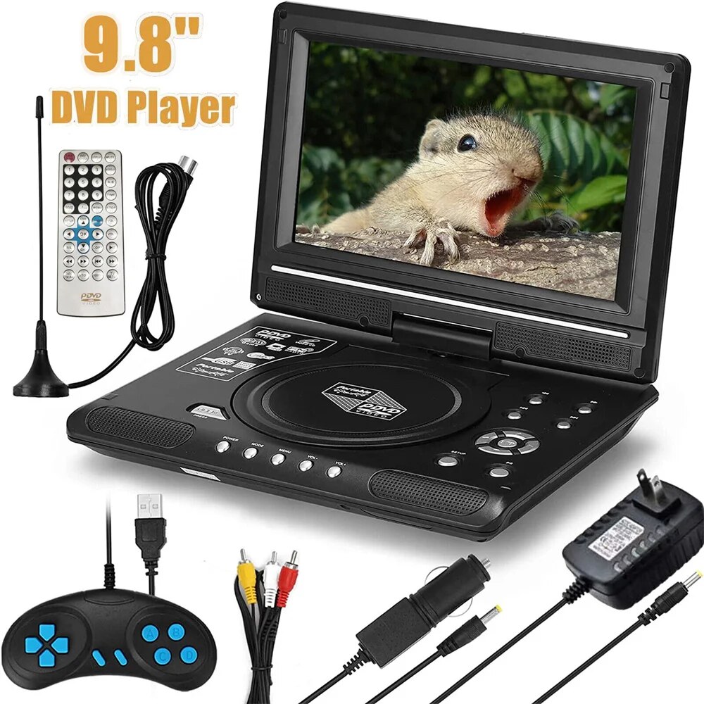Ổ đọc DVD di động cầm tay 9.8 inch TV Mini Màn hình LCD độ nét cao 7 inch Máy nghe nhạc độ nét cao US UK rắc cắm Châu Âu