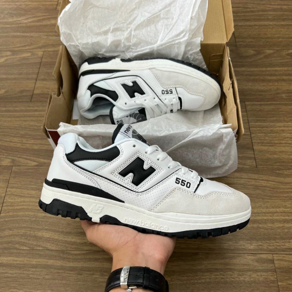 [ Ảnh Thật]Giày Sneaker NB550 White Black, Giày NB 550 Đen Trắng Cao Cấp Cổ Thấp Siêu Hot Full Size 
