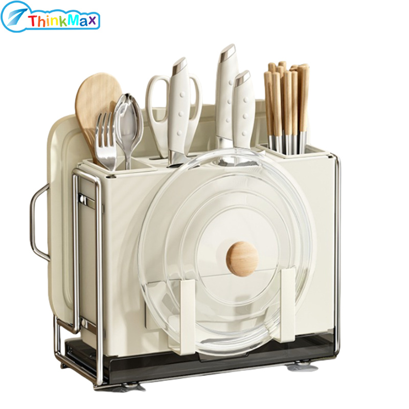 Kitchen Knife Holder, Universal Knife Block & Chopstick Cage Shelf, Multifunctional Countertop Cutting Board Rack Knife Lid Storage Rack For Home Kitchen Dining Room ราคา 741 บาท*ส่งฟรี