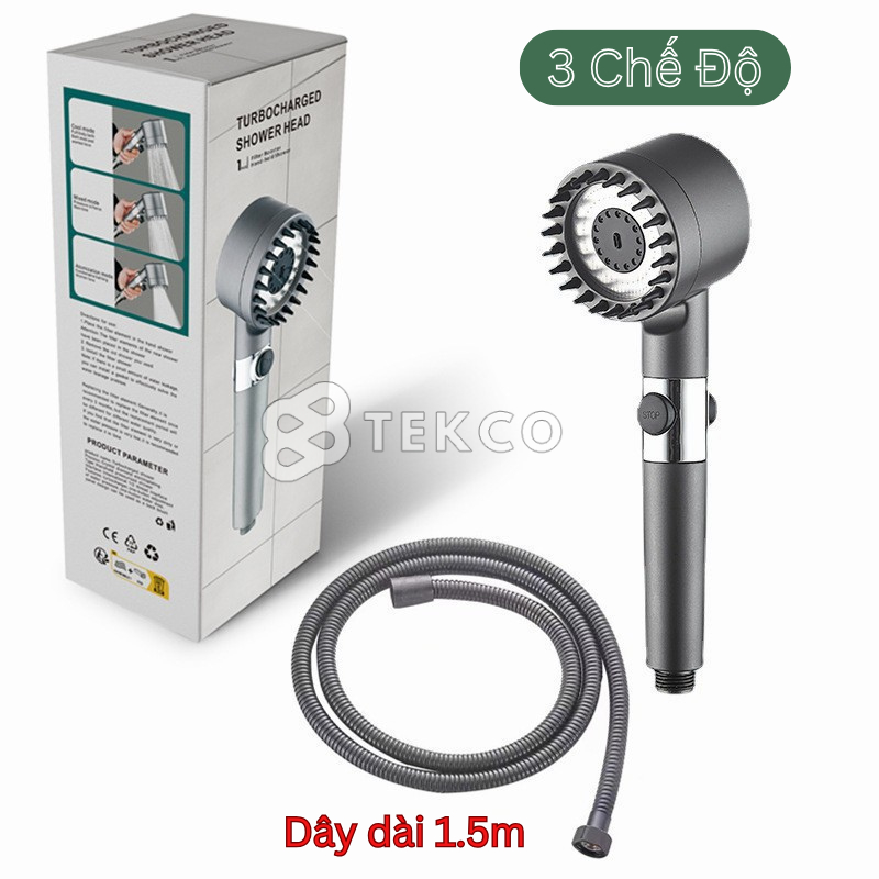 Bộ Vòi Hoa Sen Tăng Áp 3 Chế Độ Kèm Dây Vòi - Đầu Vòi Sen Massage Tăng Áp