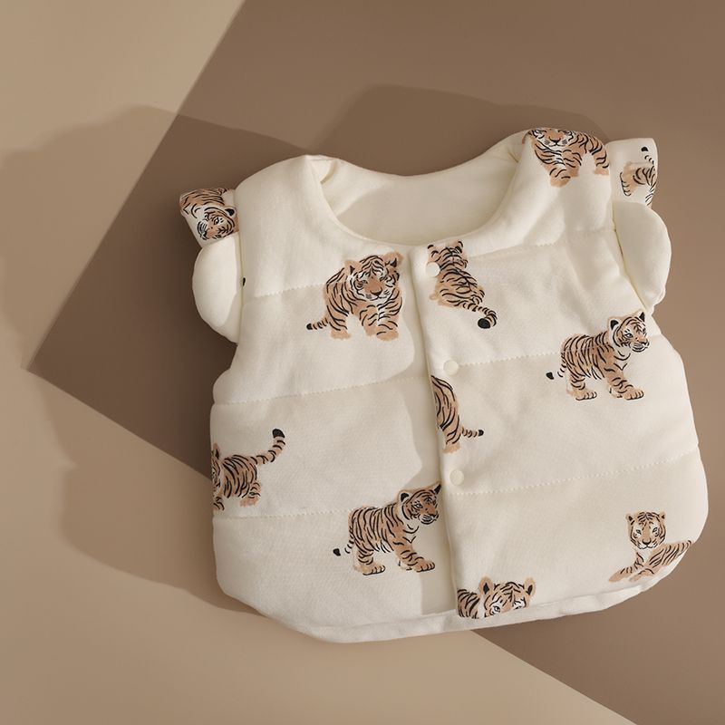 Áo Ghi Lê Em Bé Mùa Đông Dày Dặn Nam Nữ Áo Ghi Lê Trẻ Sơ Sinh Cotton Mùa Xuân Thu Mặc Bên Ngoài Bảo Vệ Bụng Trẻ Em Không Tay