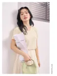 [BST The New T-Mate] Áo Phông Nữ Regular Cổ Tim Mềm Mại Co Giãn WCTS26S006