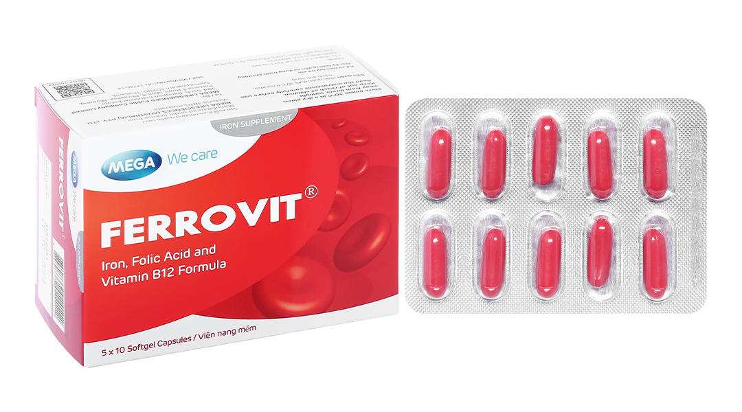 Ferrovit bổ sung sắt và axit folic, thiếu máu