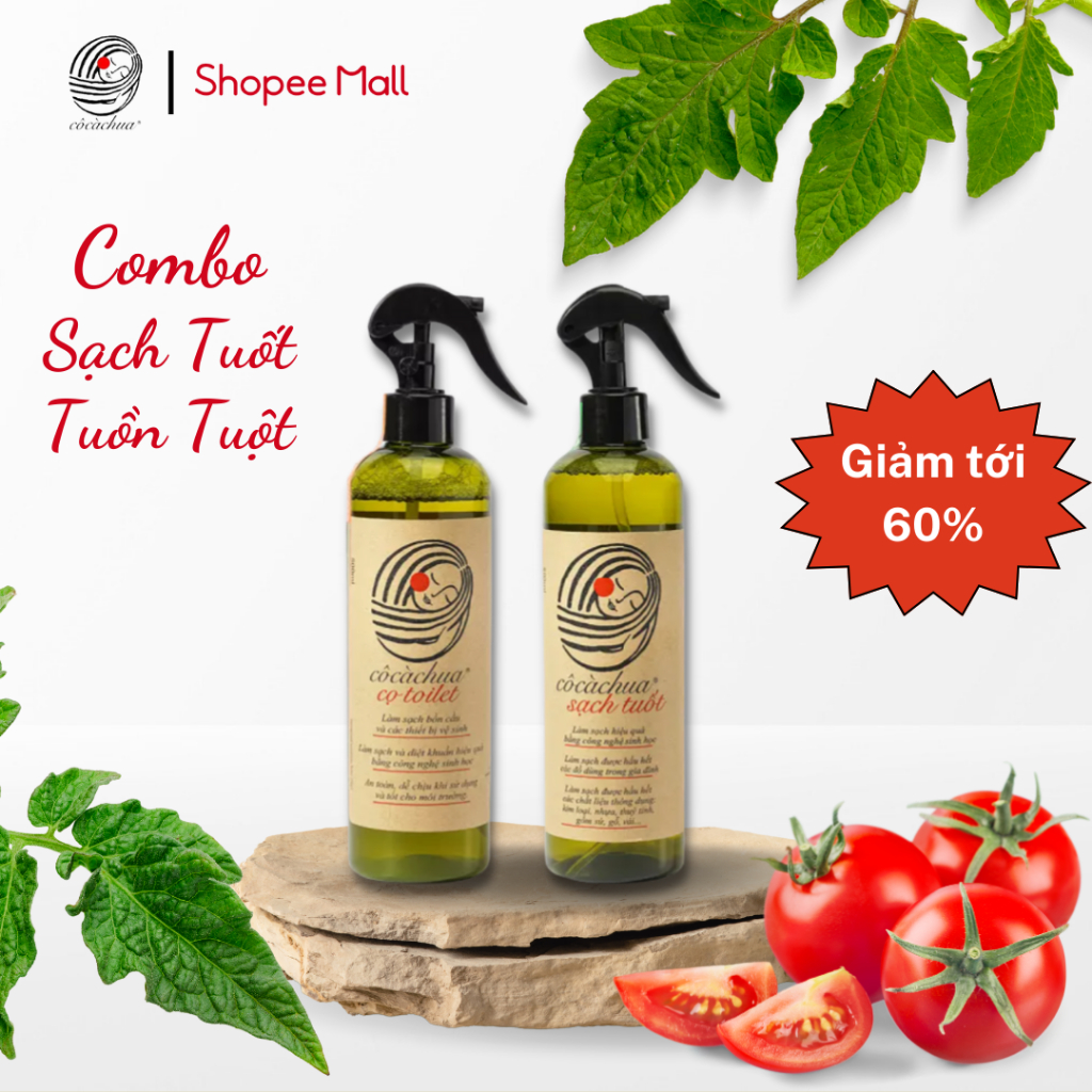 COMBO Dùng Thử - SẠCH TUỐT TUỒN TUỘT YÊU NƯỚC HỮU CƠ - CÔ CÀ CHUA 500ml