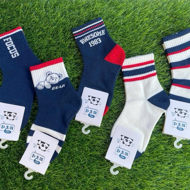 Sét 10 đôi tất cao cổ kẻ bé trai chất liệu cottos
